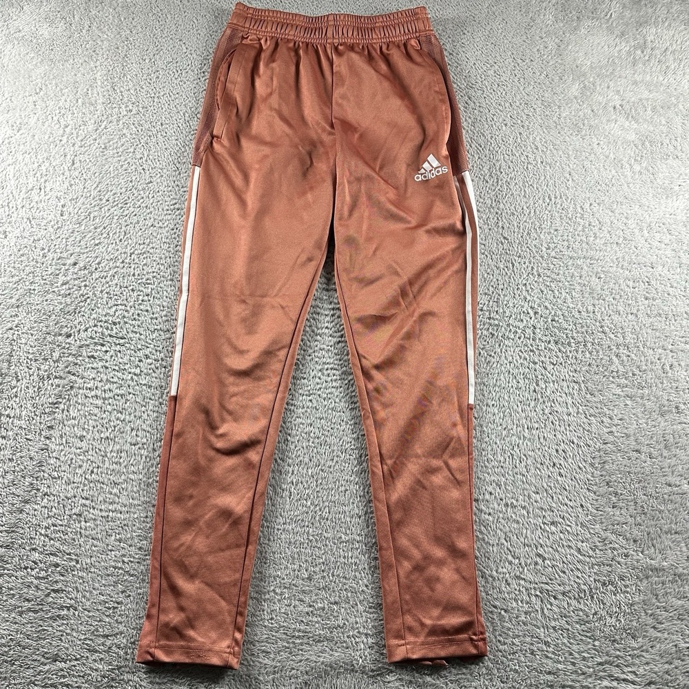 Adidas Primegreen Pants Womens XS‎ Extra Small Salmon Tapered Soccer Stripe Tiro